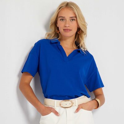 Cotton Piqué Polo T-Shirt BLUE