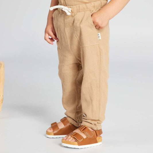 Linen and cotton trousers BEIGE