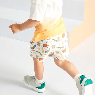 Knit shorts with stylish print WHITE