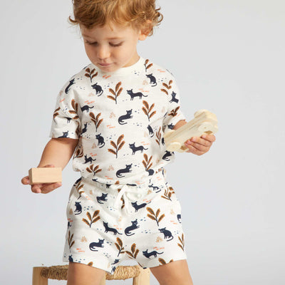 Knit shorts with stylish print WHITE