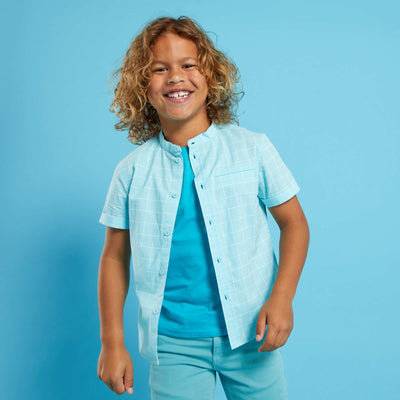 Short-sleeved patterned shirt BLUE