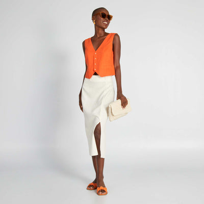 Straight Midi Skirt WHITE
