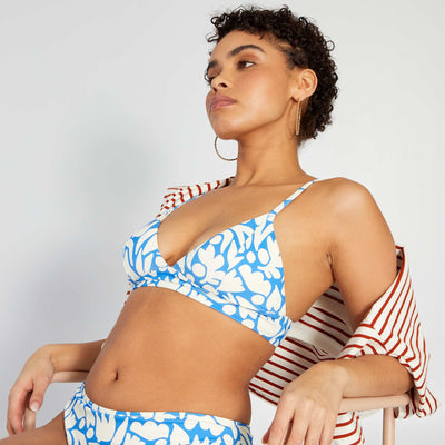 Organic Print Triangle Bikini Top BLUE