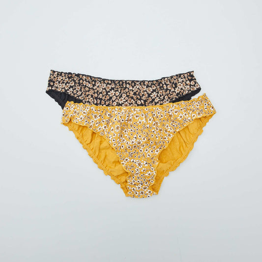 Pack of 2 printed bloomer-style briefs YELLOW