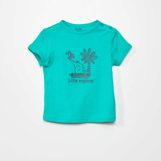 Jersey T-shirt with button fastening GREEN