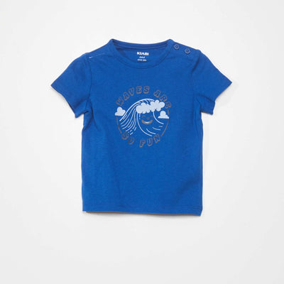 Jersey T-shirt with button fastening BLUE