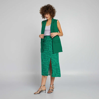 Zebra Print Midi Skirt GREEN