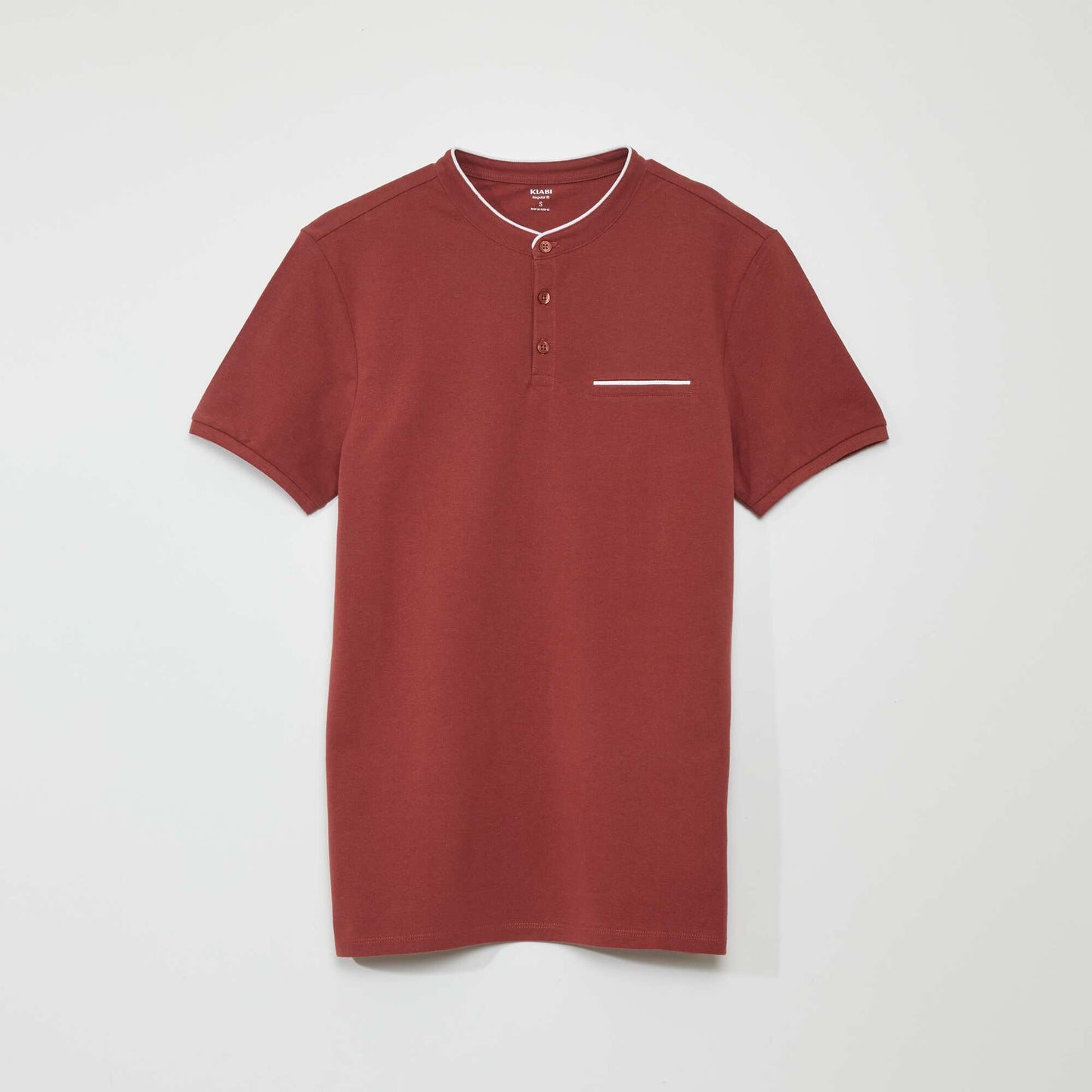 Cotton piqué polo shirt with mandarin collar RED