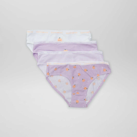 Pack of 4 pairs of printed briefs PURPLE