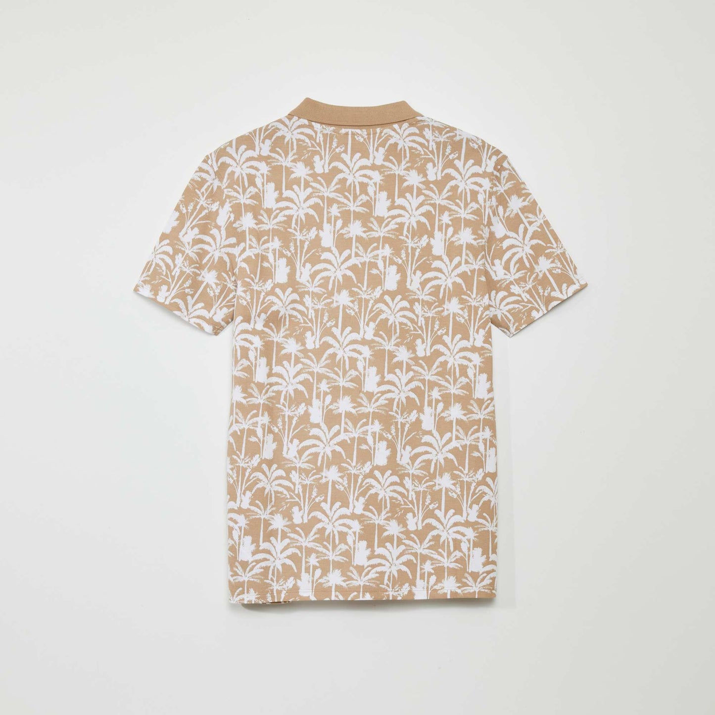 Printed cotton piqué polo shirt BEIGE