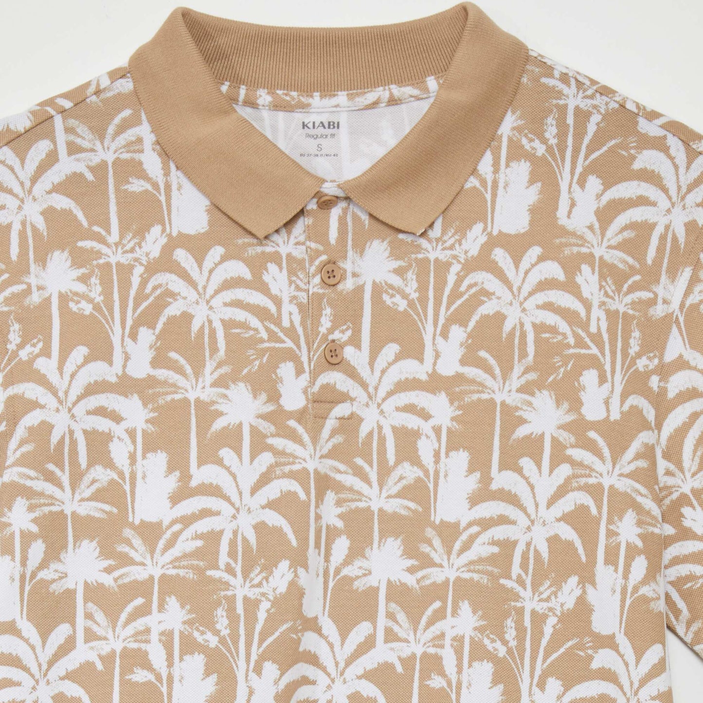 Printed cotton piqué polo shirt BEIGE