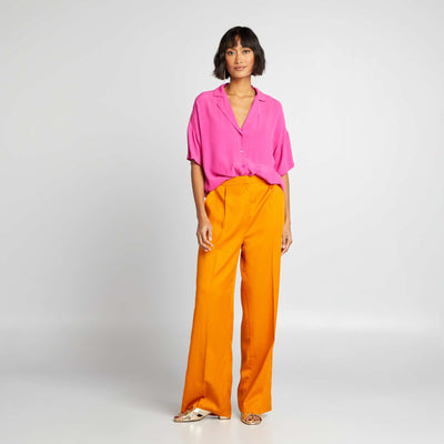 Solid Wide-Leg Pants ORANGE