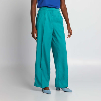 Plain Wide-Leg Trousers GREEN