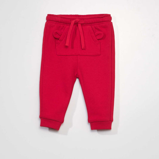 Jogging bottoms with kangaroo pocket red