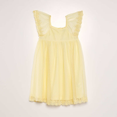 Dotted Swiss tulle A-line dress YELLOW