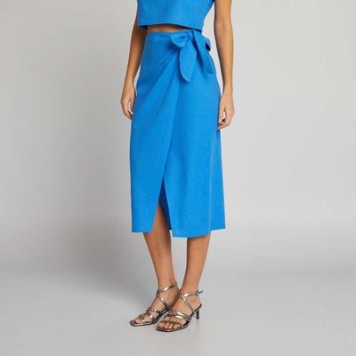 Wrap Skirt with Tie BLUE