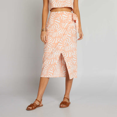 Wrap Skirt with Tie ORANGE
