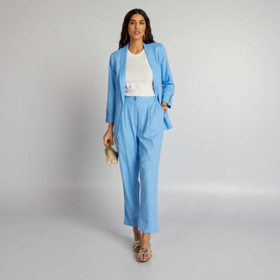 Linen Carrot Trousers BLUE