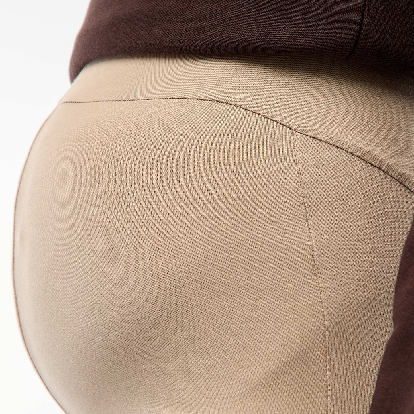 Long plain jersey fabric maternity leggings BEIGE