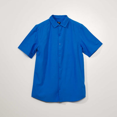 Plain Short-Sleeve Shirt BLUE