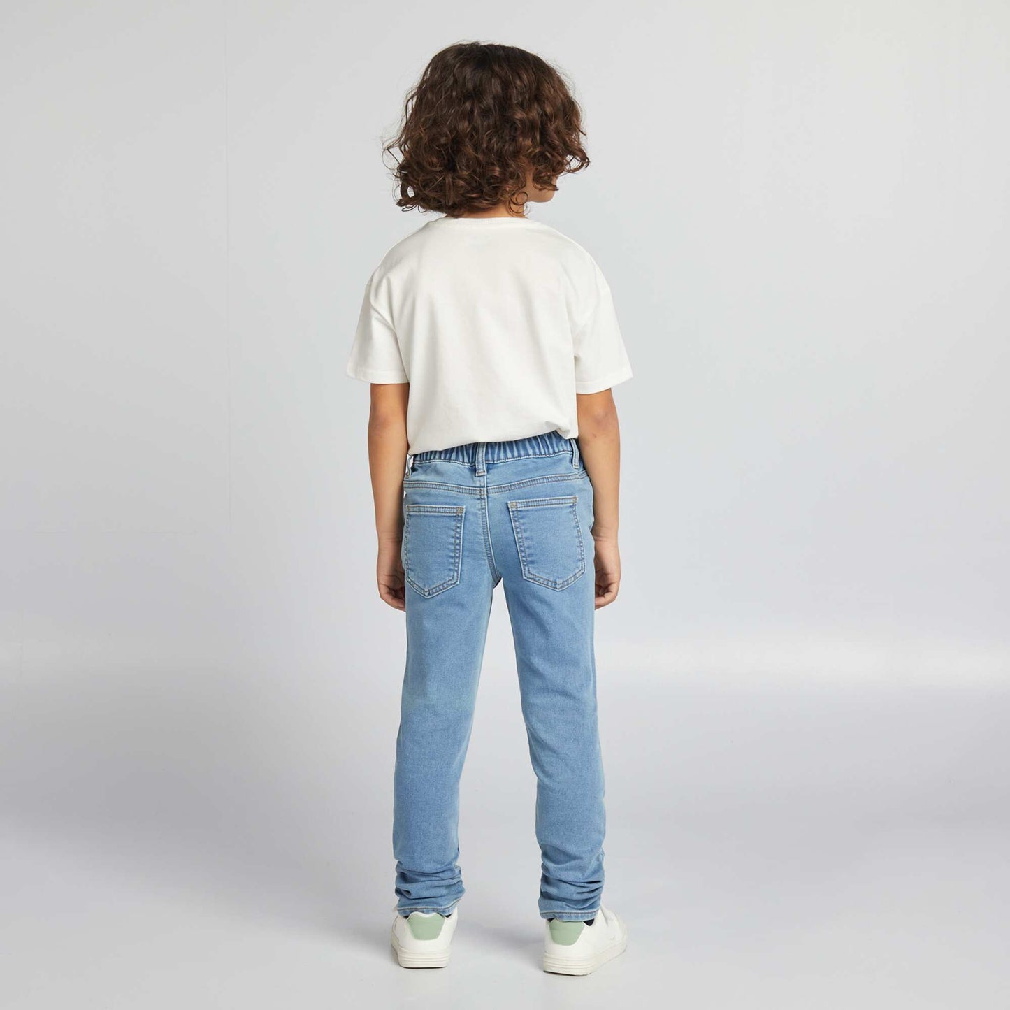 Jeans with elasticated waist and drawstring ties BLUE