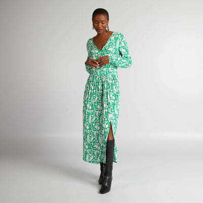 Crepe knit maxi dress GREEN