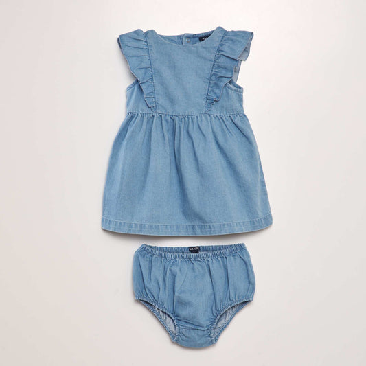 Denim dress with bloomers - 2-piece set BLUE