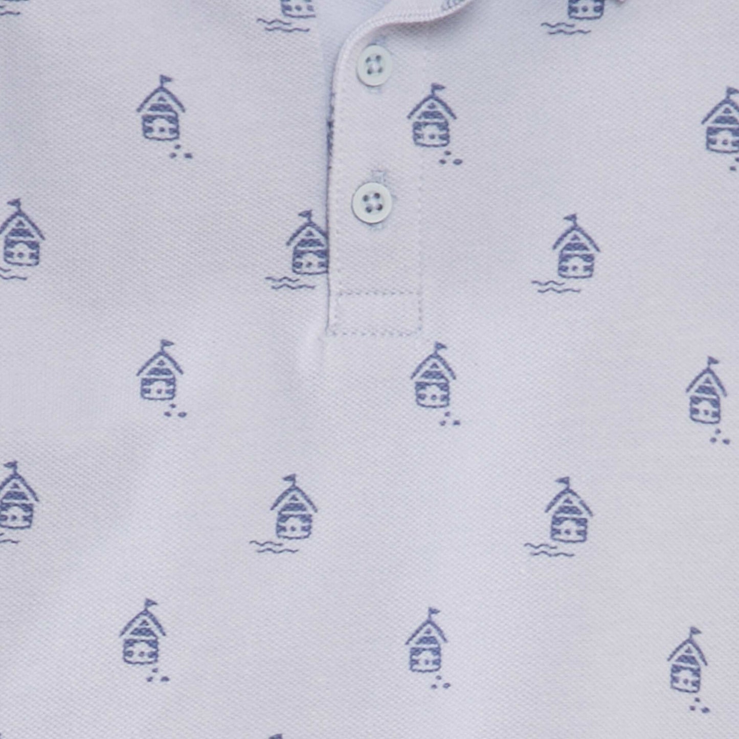 Printed cotton piqué polo shirt BLUE