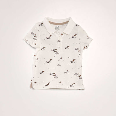 Printed cotton piqué polo shirt WHITE