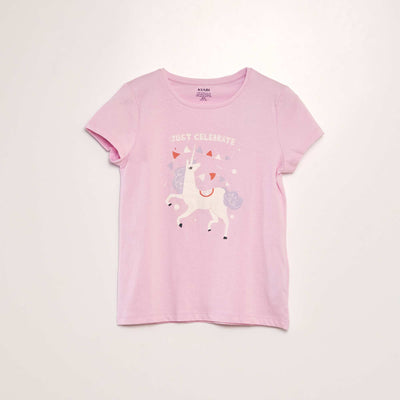 Printed jersey knit T-shirt PINK