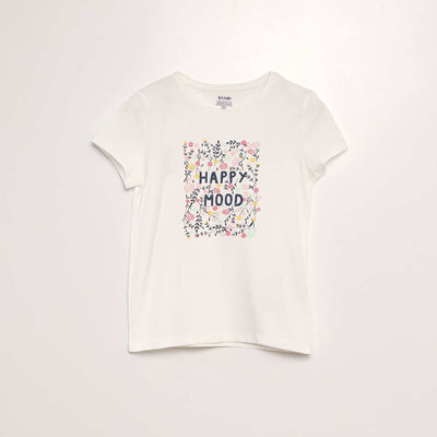 Printed jersey knit T-shirt BEIGE