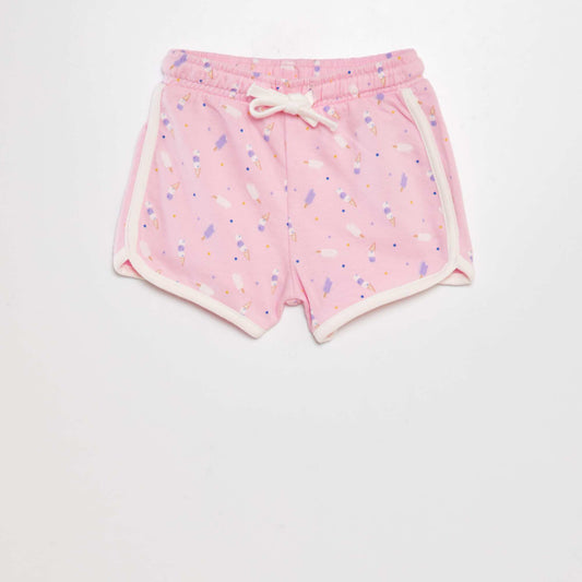 Printed French terry shorts PINK