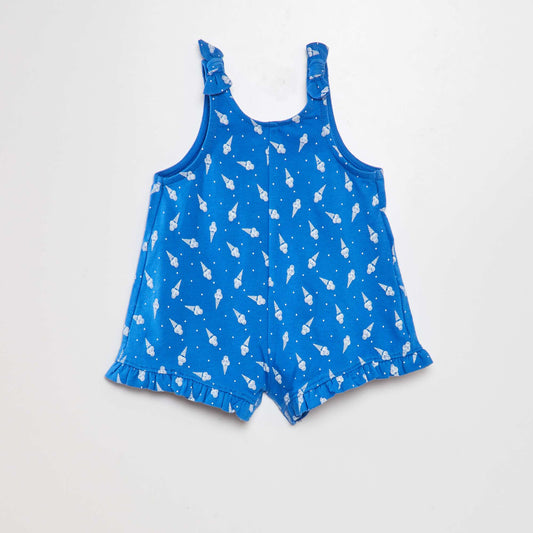Printed frilly romper suit BLUE