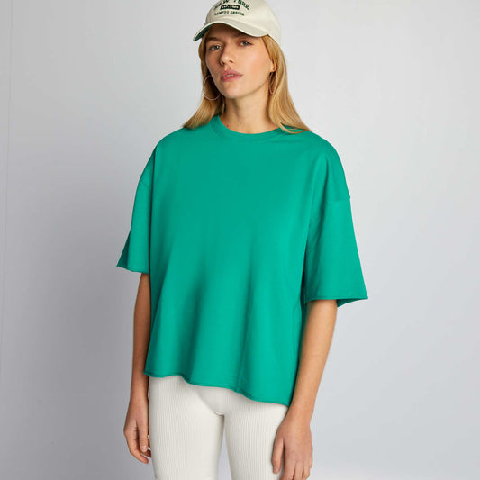 Round neck cotton T-shirt GREEN