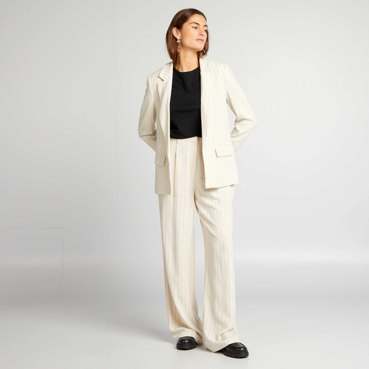 High-waisted tailored trousers BEIGE