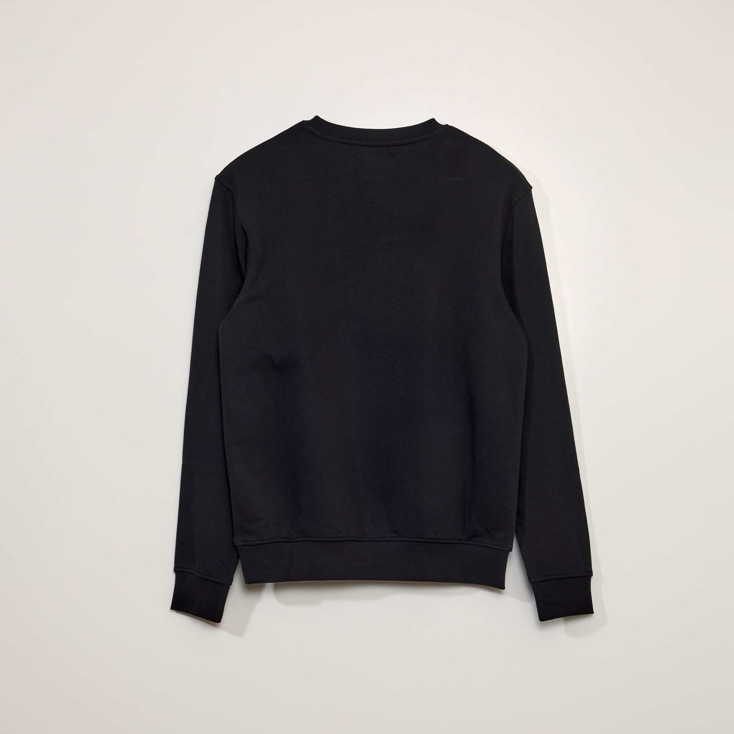 Round neck sweater with sweatshirt fabric lining REAL BLACK