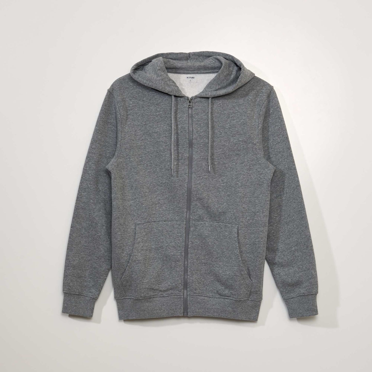 Plain zip-up sweatshirt fabric hoodie M_GREY