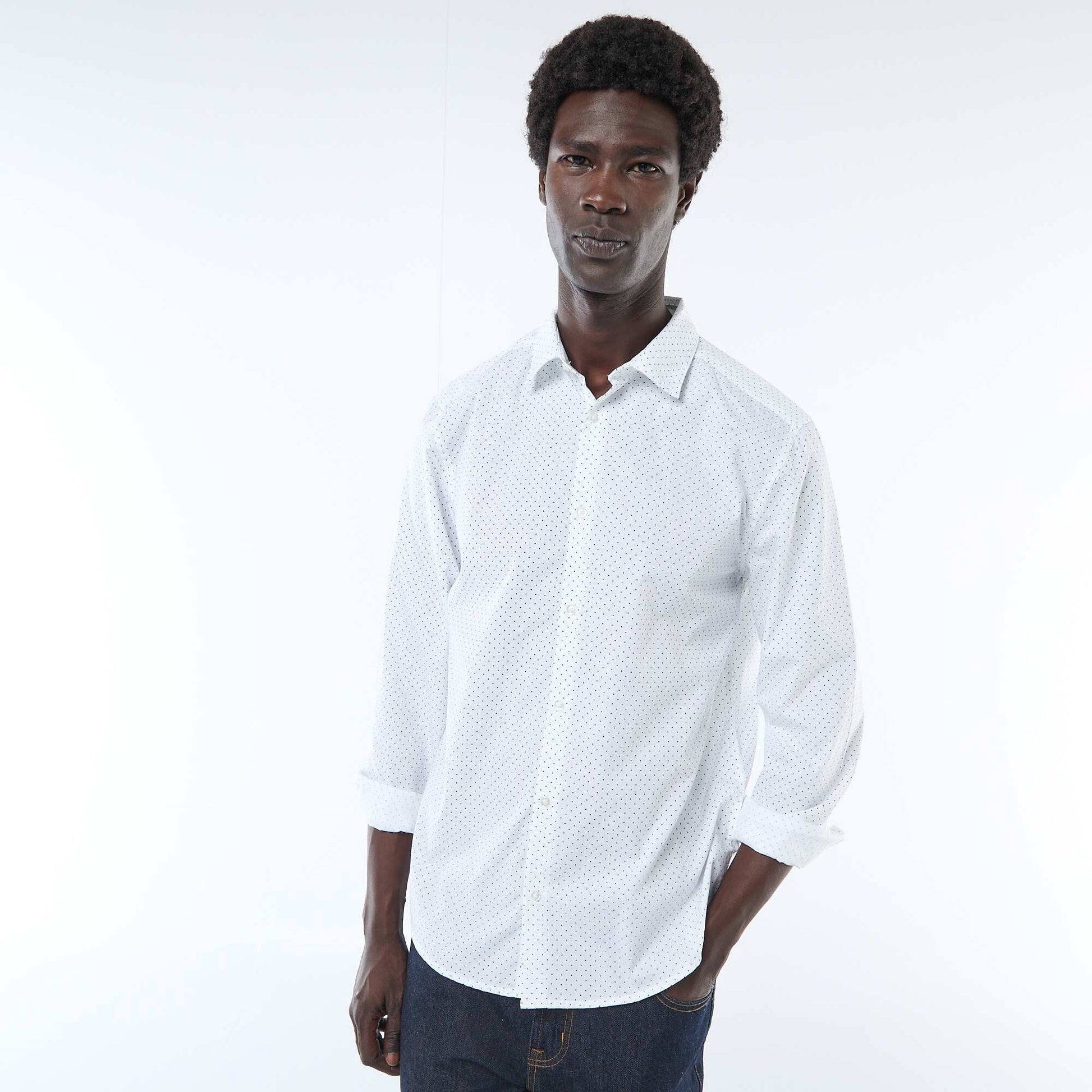 Regular Fit Polka Dot Shirt WHITE