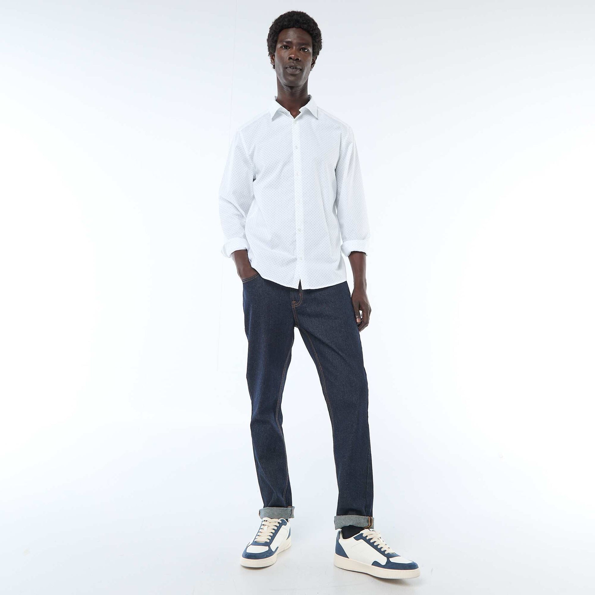 Regular Fit Polka Dot Shirt WHITE