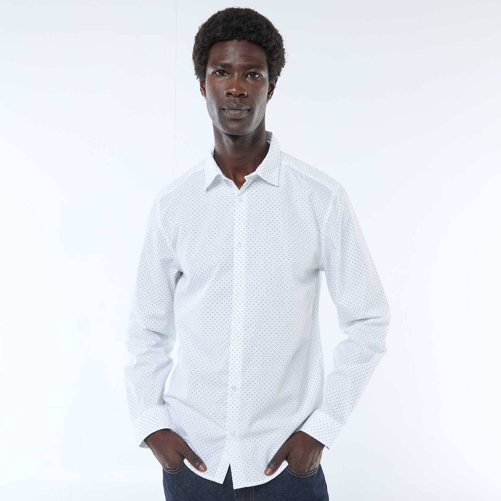 Regular Fit Polka Dot Shirt WHITE