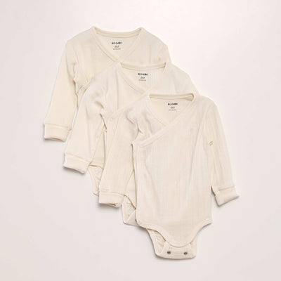 Set of 3 Grow-With-Me Bodysuits BEIGE