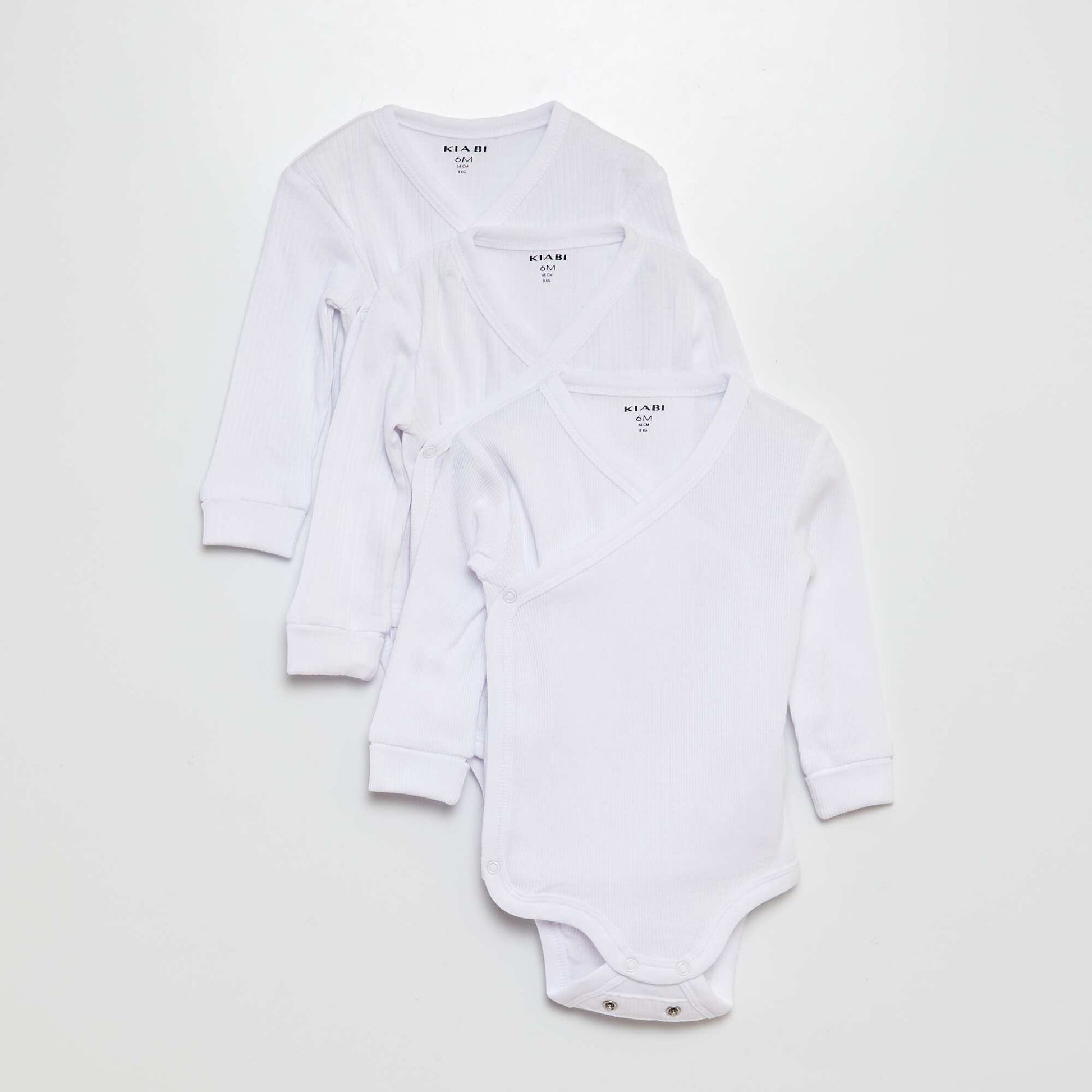 Set of 3 Grow-With-Me Bodysuits WHITE