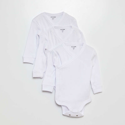 Set of 3 Grow-With-Me Bodysuits WHITE