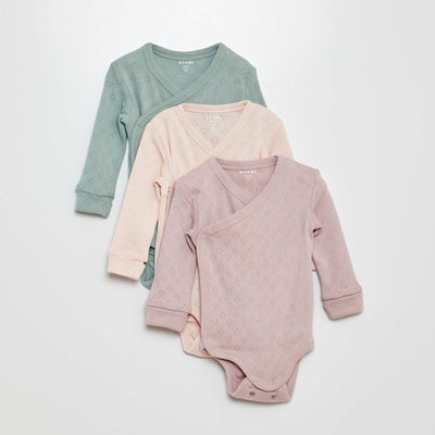 Set of 3 Grow-With-Me Bodysuits PINK