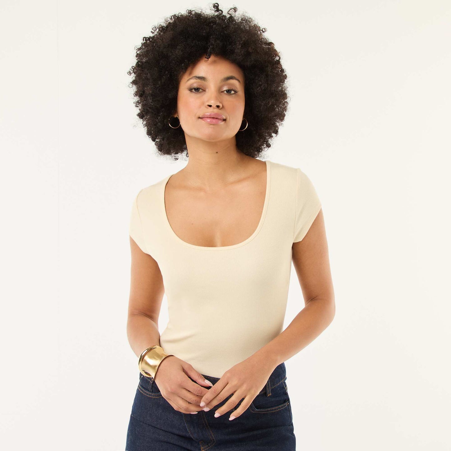 Short-sleeved ribbed bodysuit YELLOW