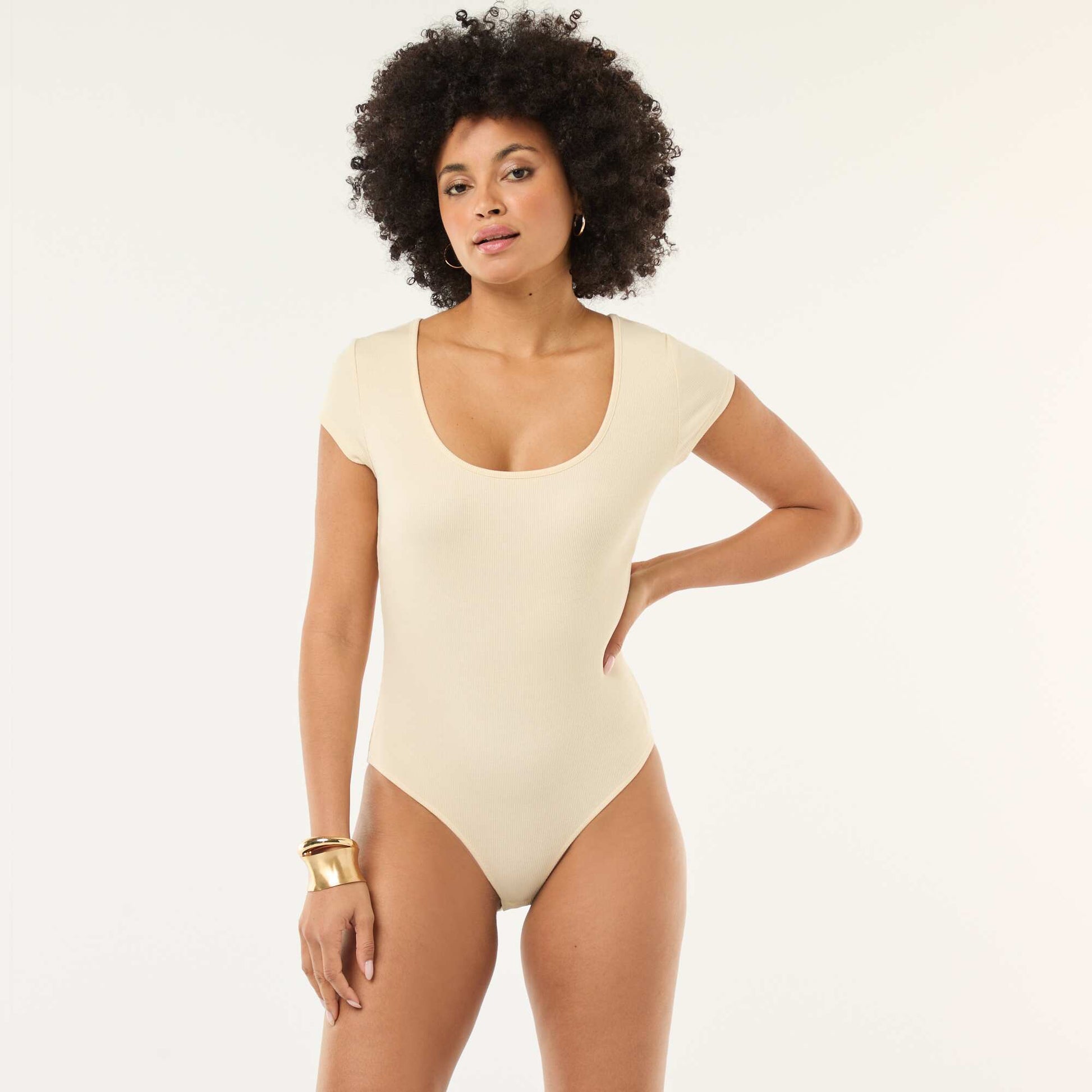 Short-sleeved ribbed bodysuit YELLOW