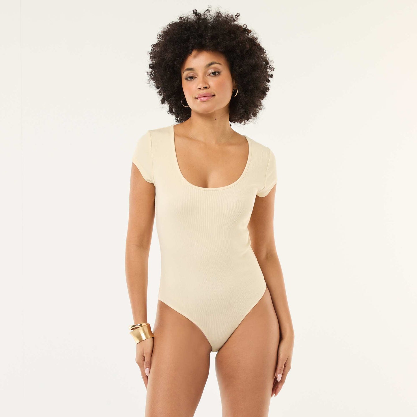 Short-sleeved ribbed bodysuit YELLOW