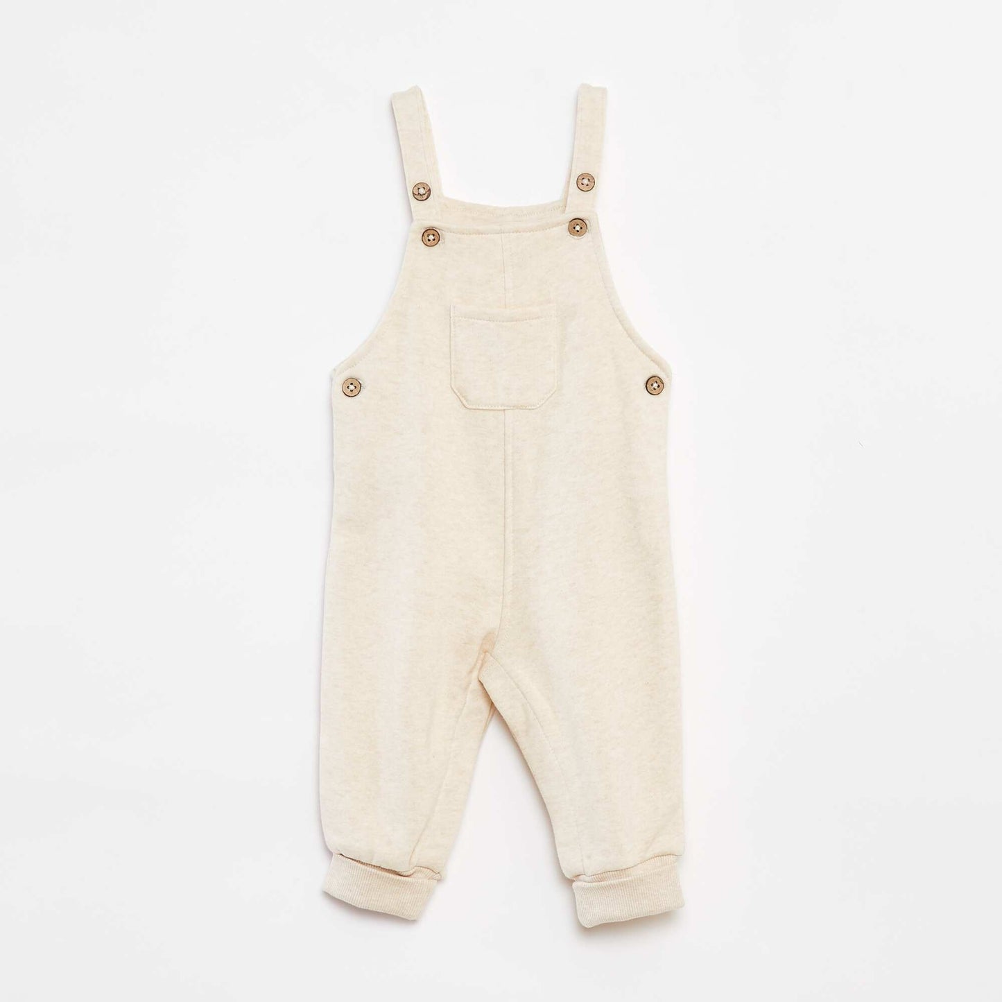 Long sweatshirt fabric dungarees with adjustable braces BEIGE