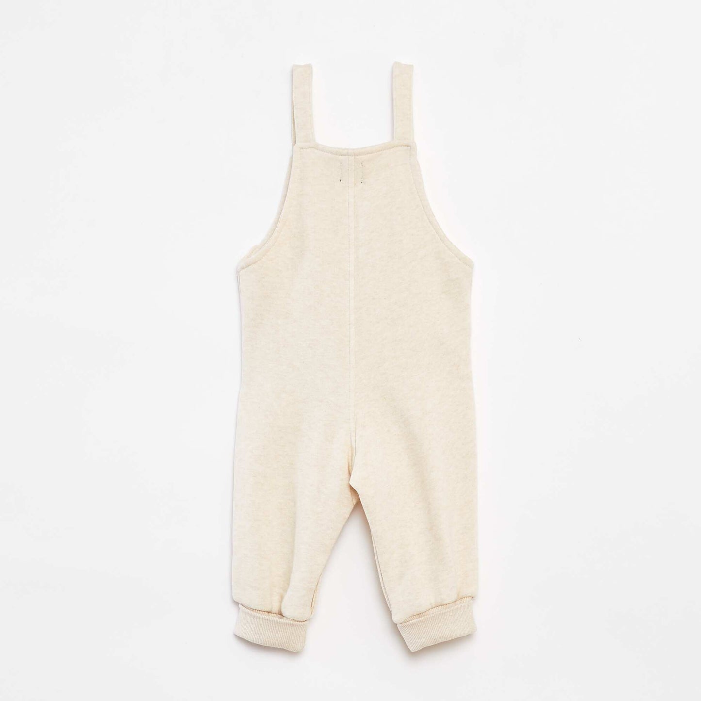 Long sweatshirt fabric dungarees with adjustable braces BEIGE