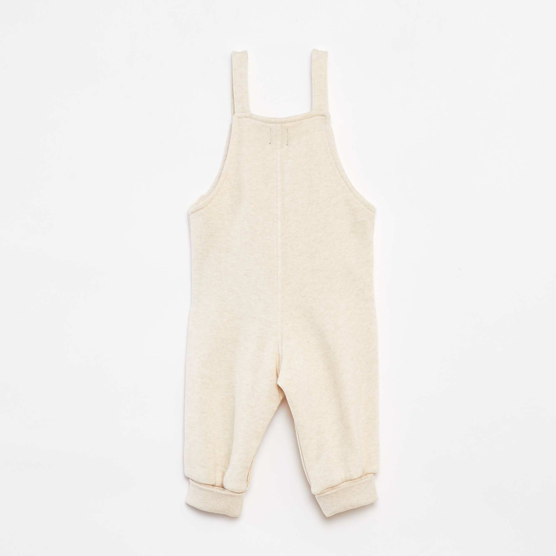 Long sweatshirt fabric dungarees with adjustable braces BEIGE